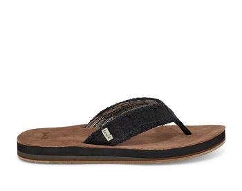 Sanuk Fraid Not Soft Top Eco Friendly Men's Flip Flops Black | Canada 254LIS